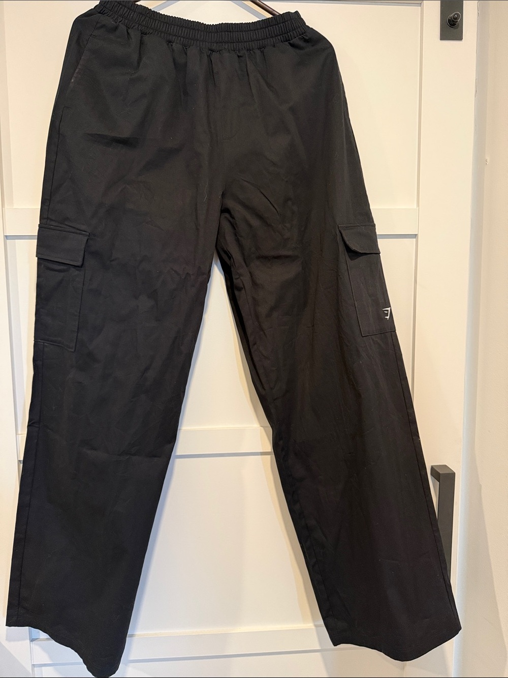 Gymshark Black Men’s Cargo Track Pants - Athletic Fit